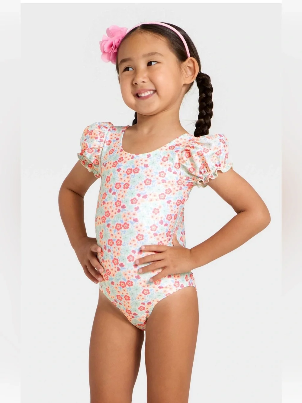 Toddlers Puff Sleeve Ditsy Floral One Piece Swimsuit Cat&Jack NWT Size 4T